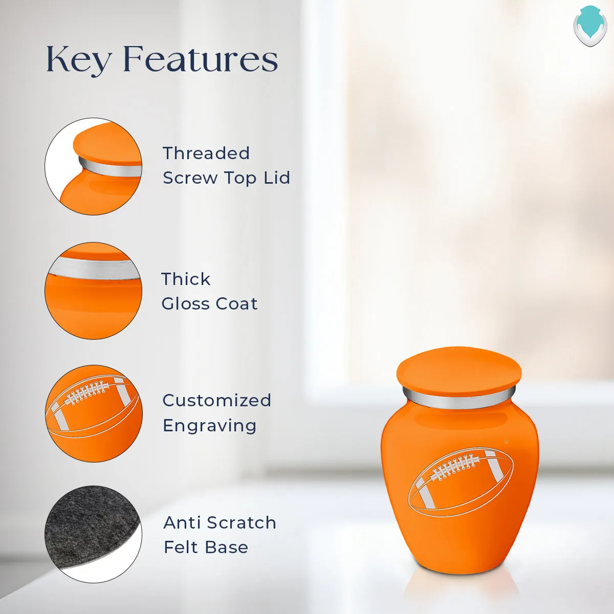 Keepsake Embrace Burnt Orange Football Cremation Urn