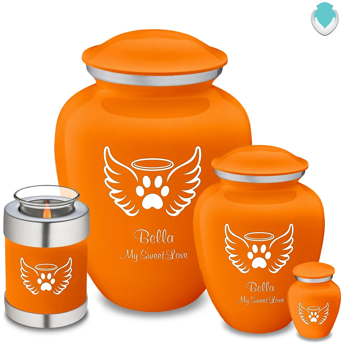 Keepsake Embrace Burnt Orange Pet Angel Wings Cremation Urn