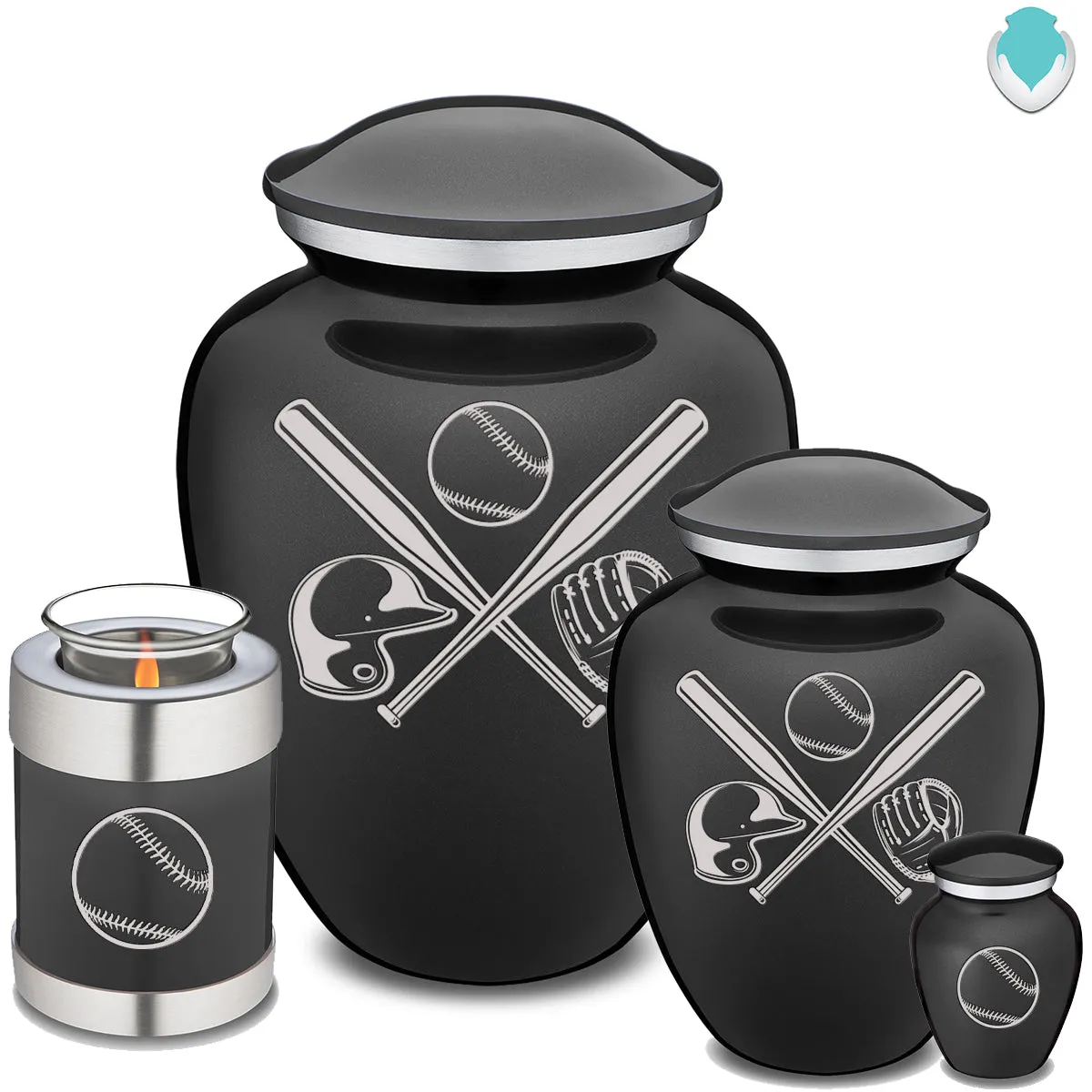 Keepsake Embrace Charcoal Baseball Cremation Urn