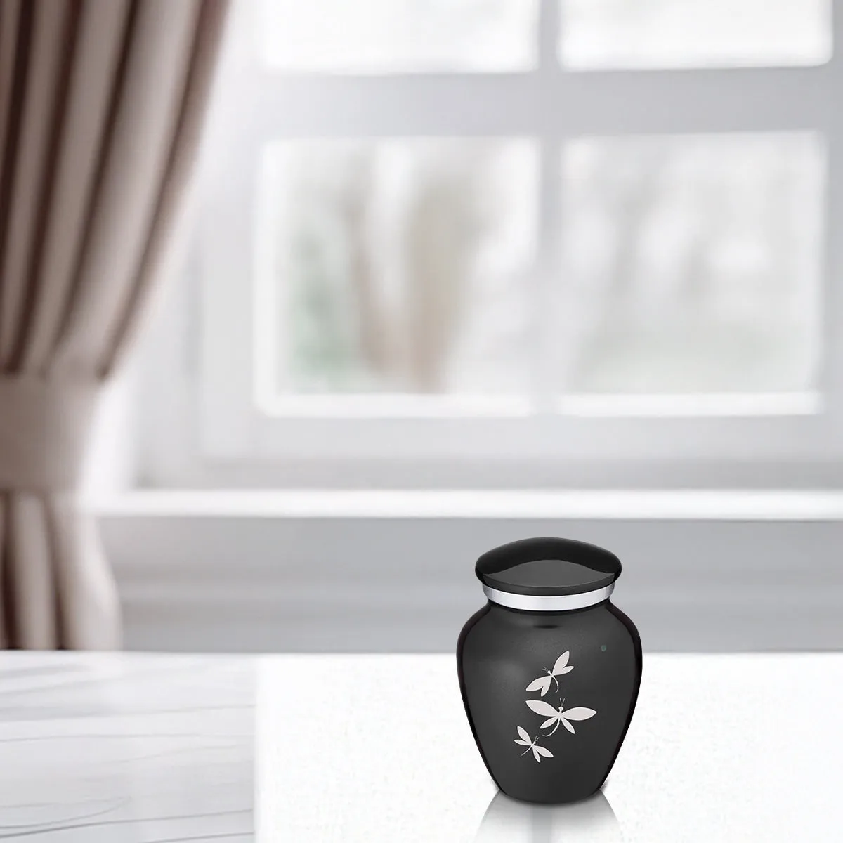 Keepsake Embrace Charcoal Dragonflies Cremation Urn