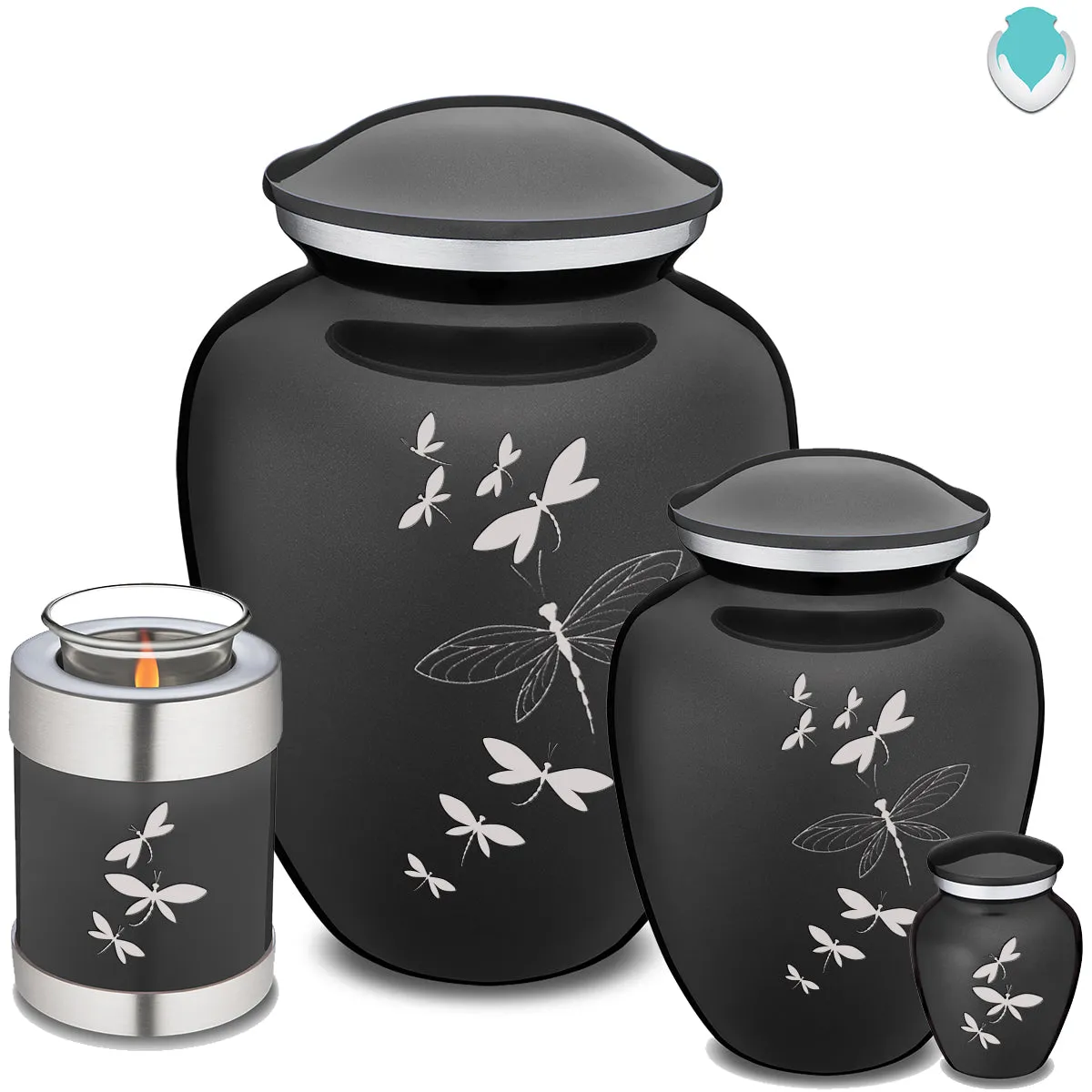Keepsake Embrace Charcoal Dragonflies Cremation Urn
