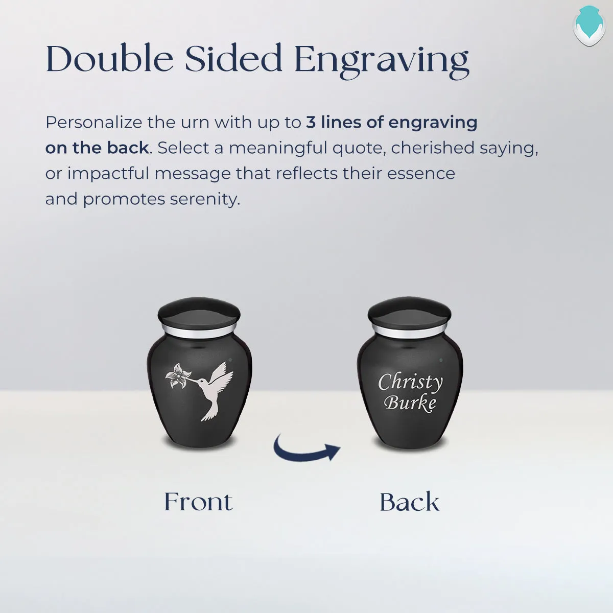 Keepsake Embrace Charcoal Hummingbird Cremation Urn