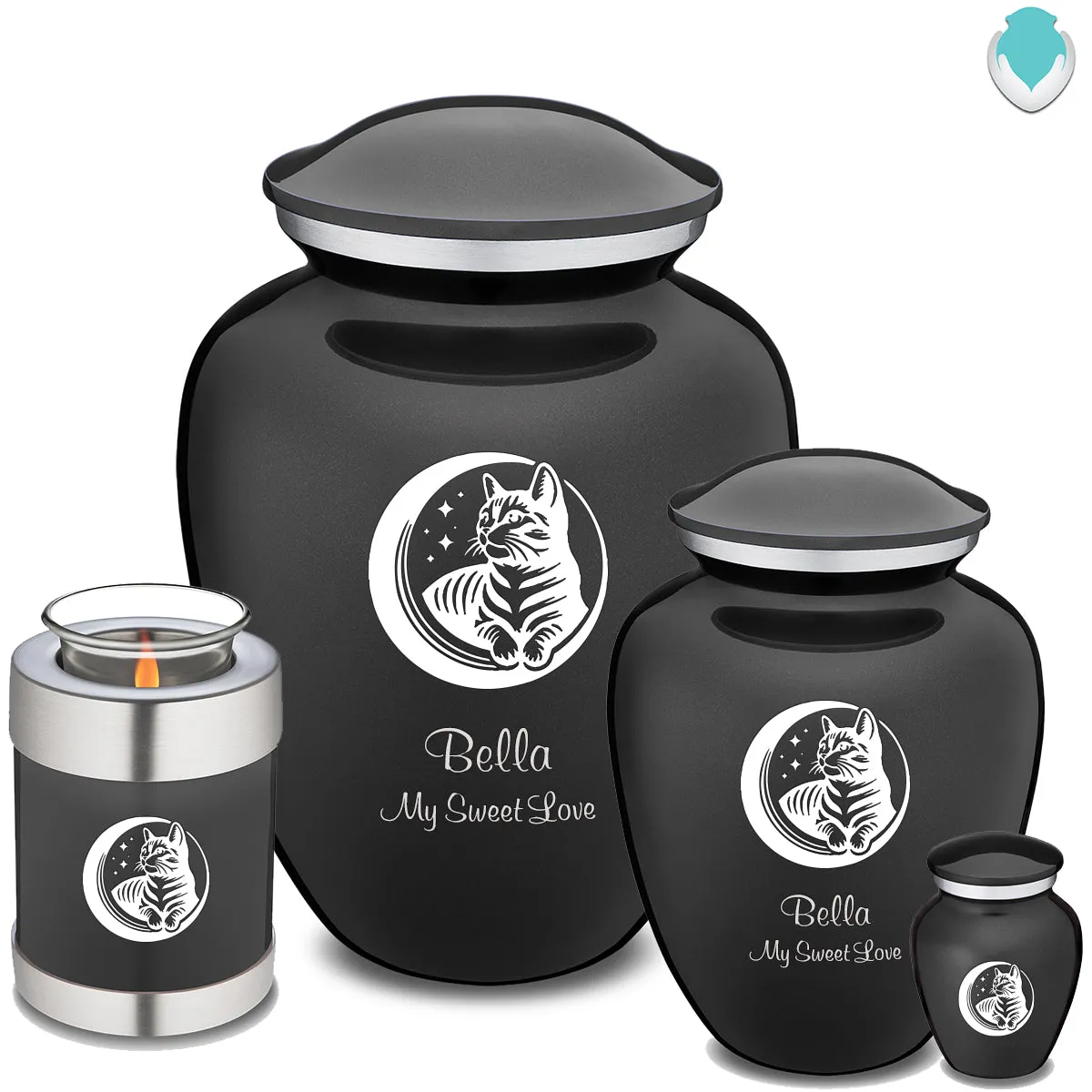 Keepsake Embrace Charcoal Pet Cute Cat Cremation Urn