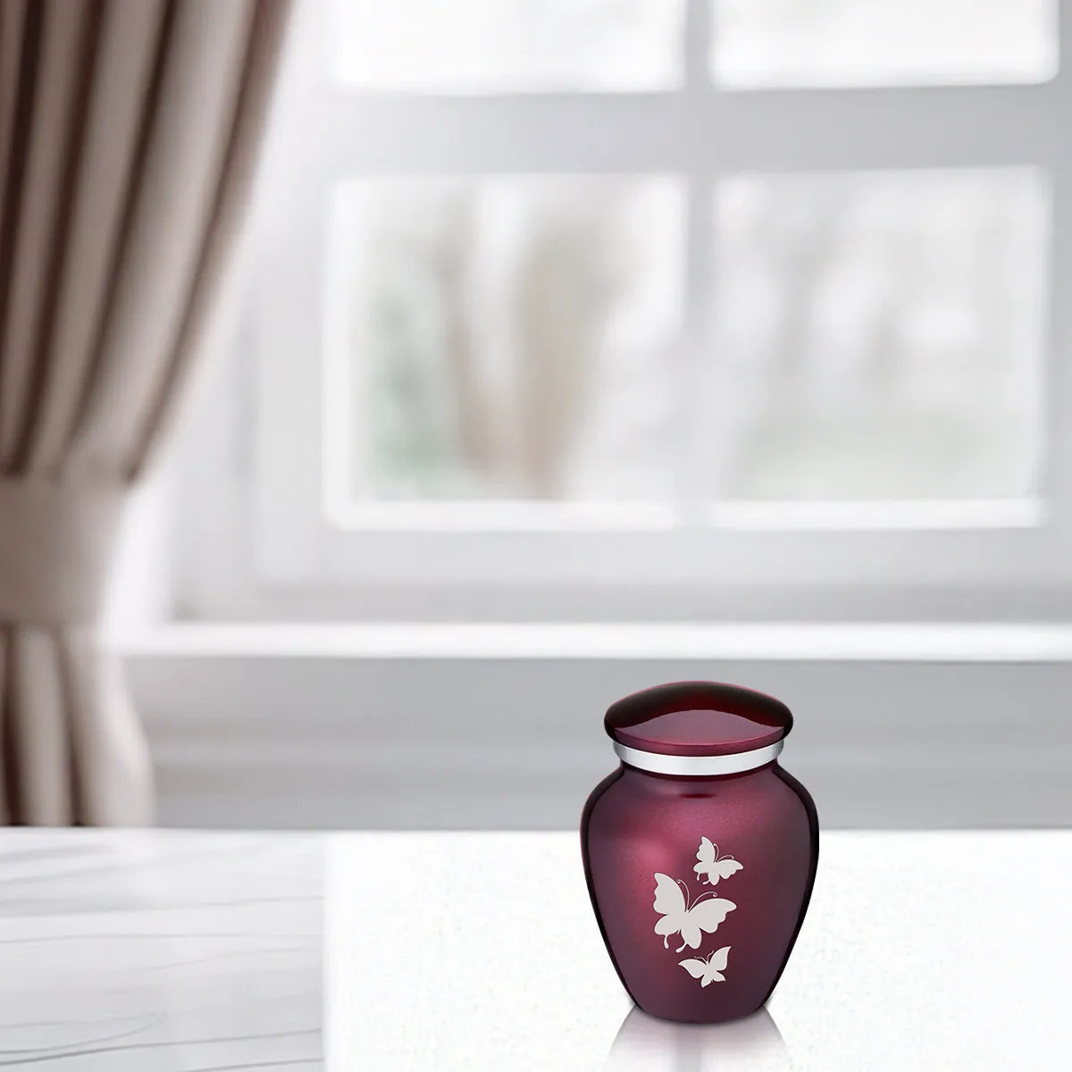 Keepsake Embrace Cherry Purple Butterflies Cremation Urn