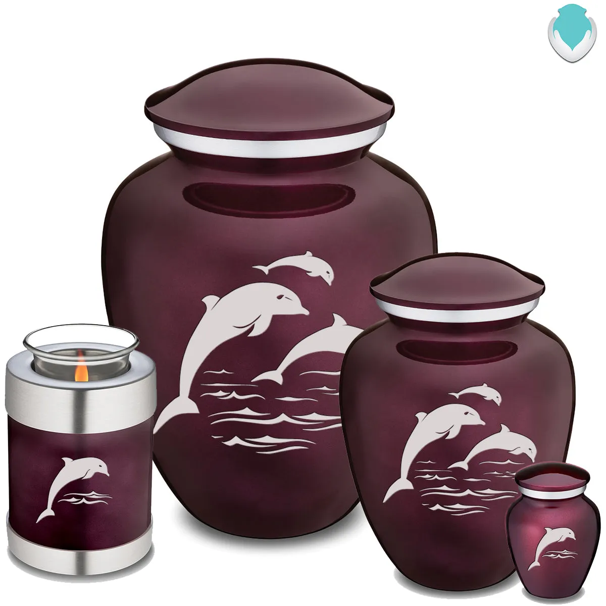 Keepsake Embrace Cherry Purple Dolphin Cremation Urn