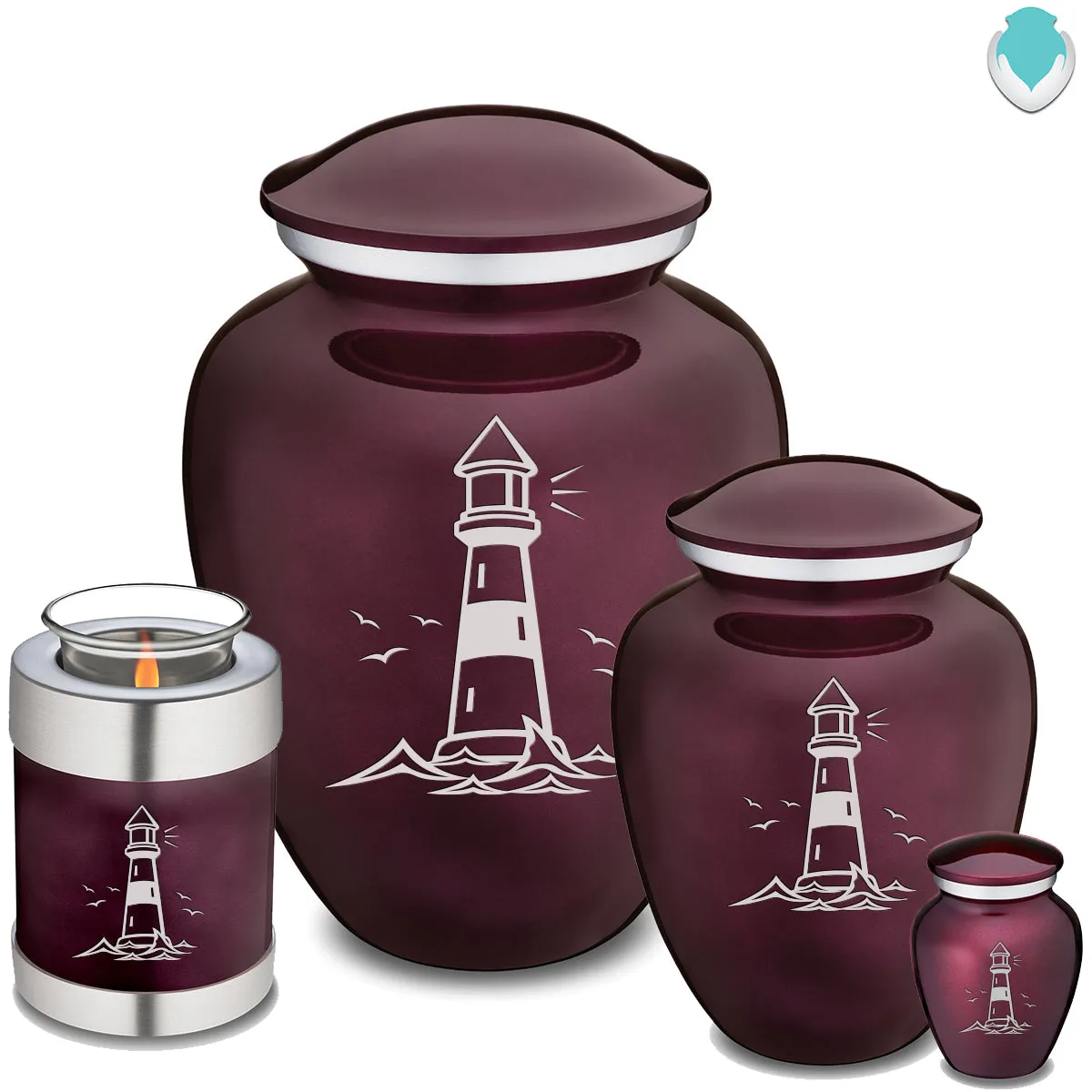 Keepsake Embrace Cherry Purple Lighthouse Cremation Urn