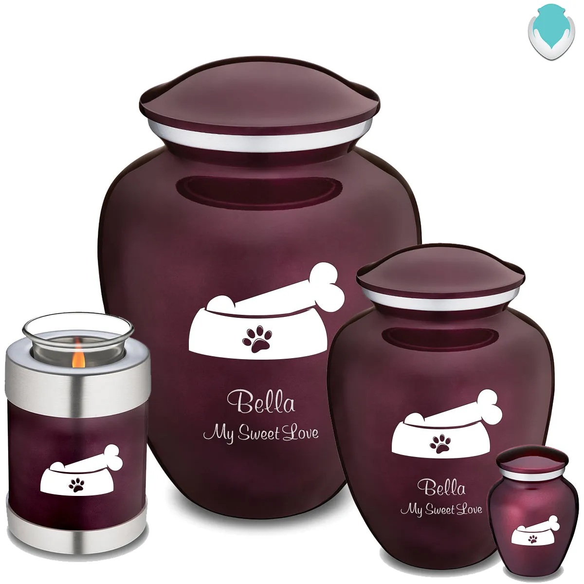 Keepsake  Embrace Cherry Purple Pet Dog Bone Cremation Urn