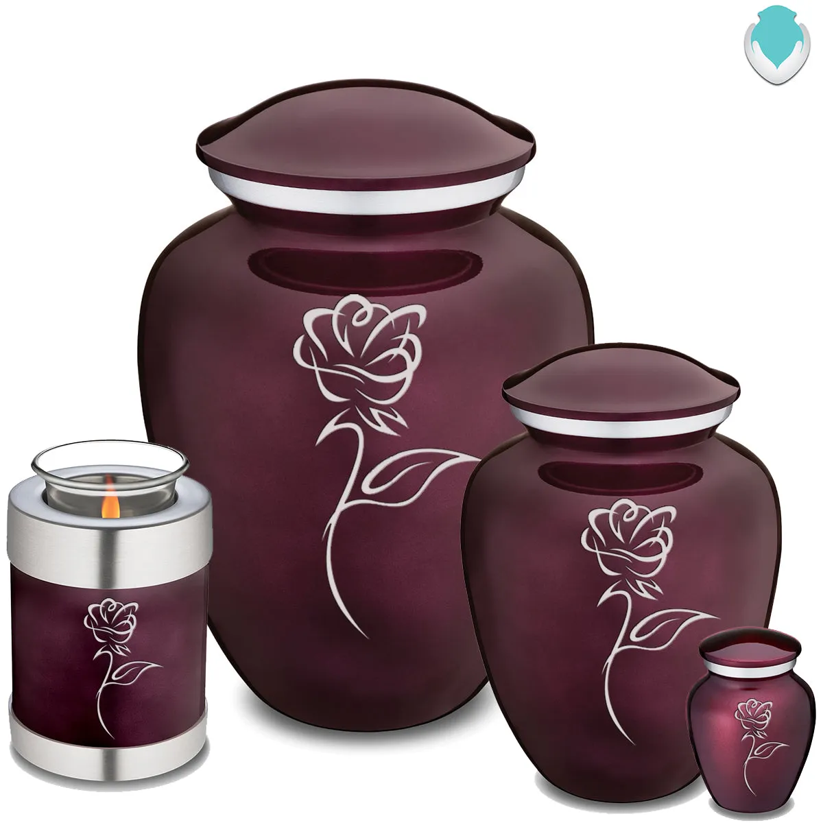 Keepsake Embrace Cherry Purple Rose Cremation Urn