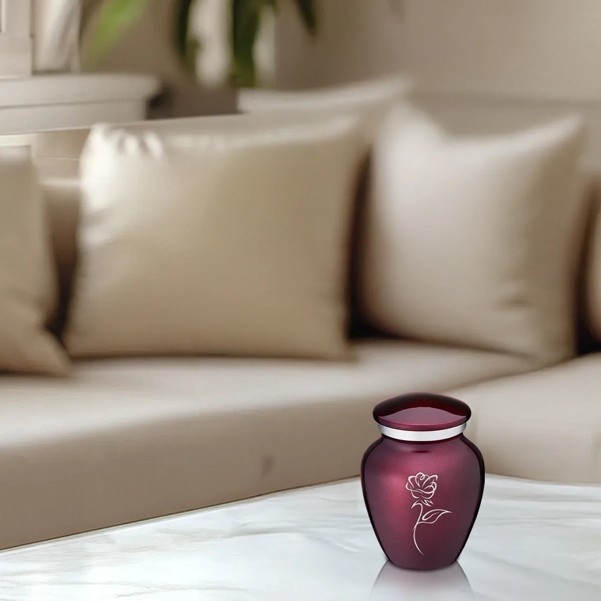 Keepsake Embrace Cherry Purple Rose Cremation Urn