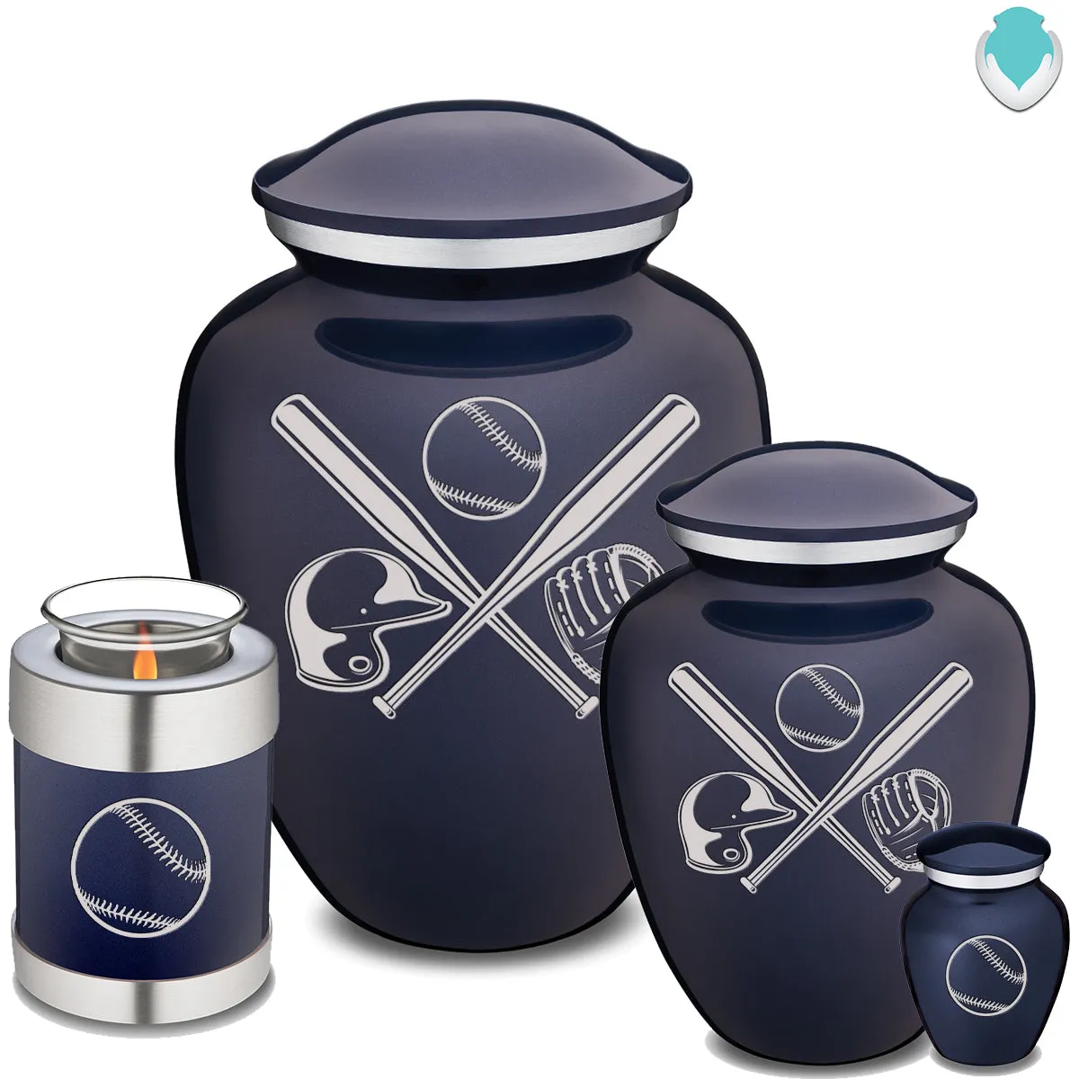 Keepsake Embrace Cobalt Blue Baseball Cremation Urn