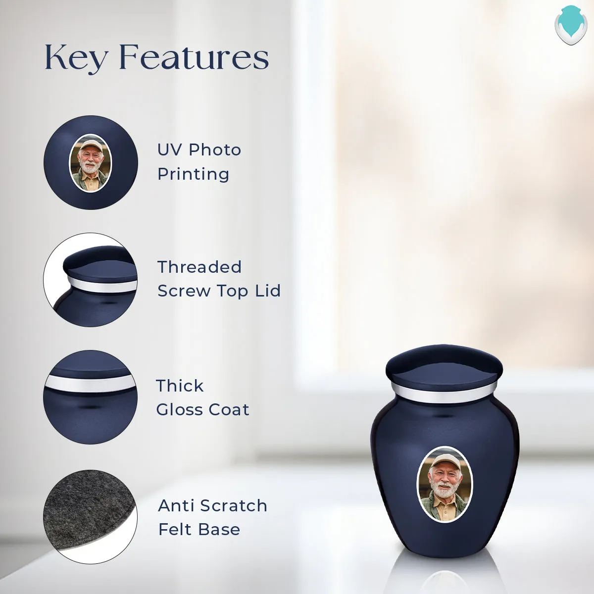 Keepsake Embrace Cobalt Blue Portrait Cremation Urn