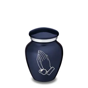 Keepsake Embrace Cobalt Blue Praying Hands Cremation Urn