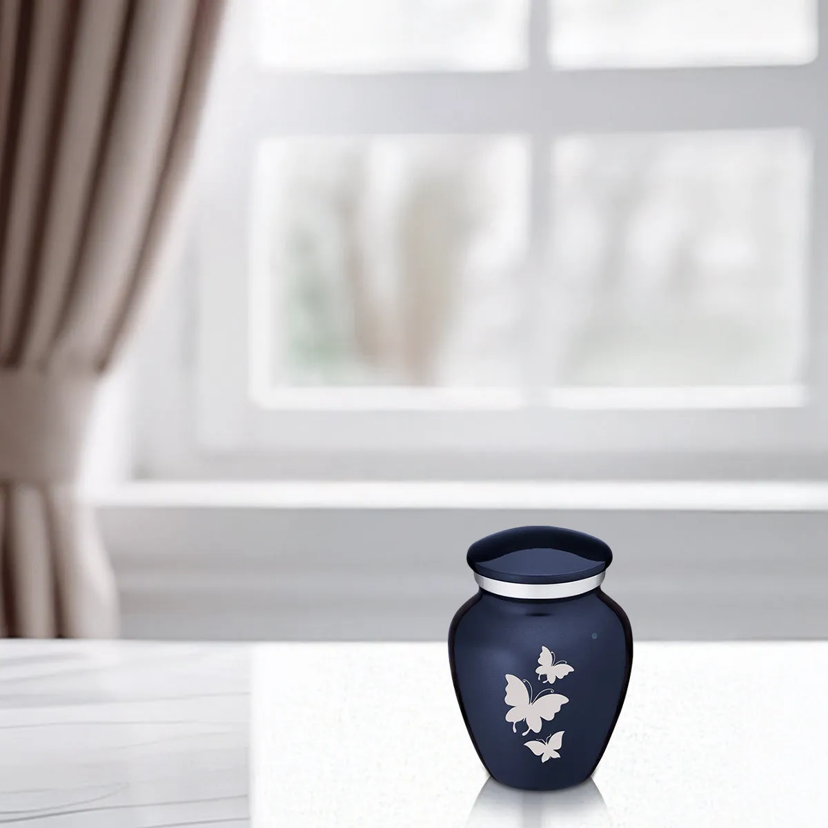 Keepsake Embrace Cobalt Butterflies Cremation Urn