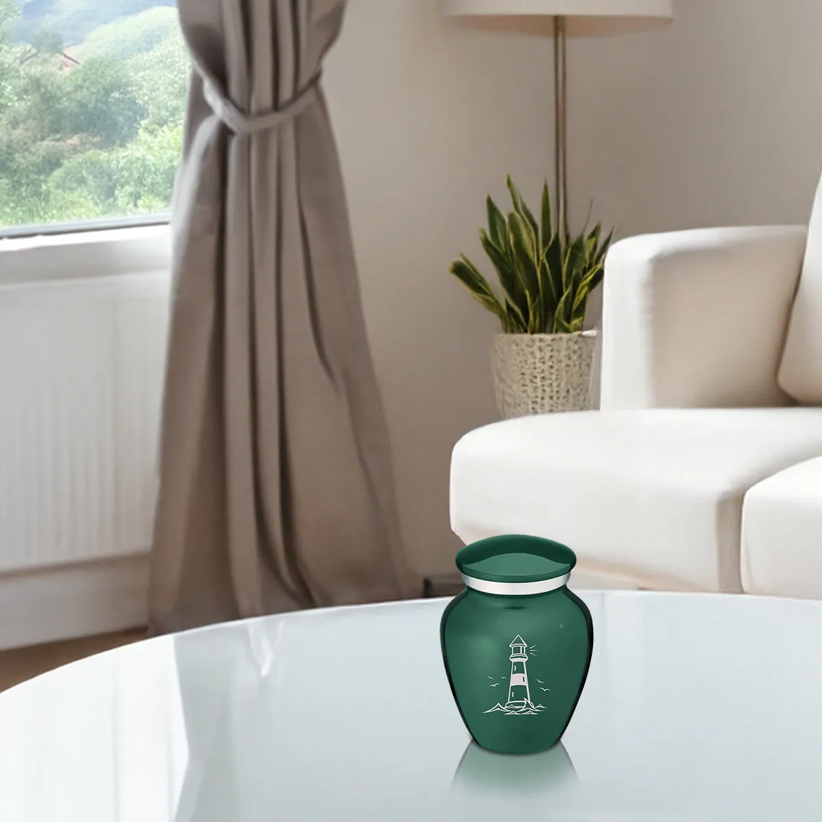 Keepsake Embrace Green Lighthouse Cremation Urn
