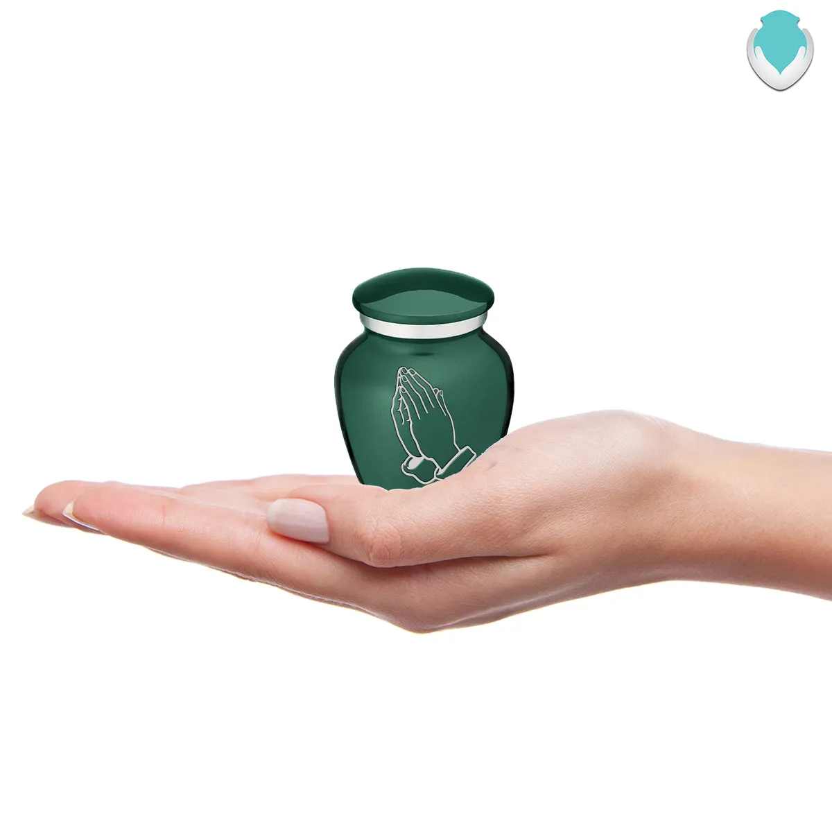 Keepsake Embrace Green Praying Hands Cremation Urn
