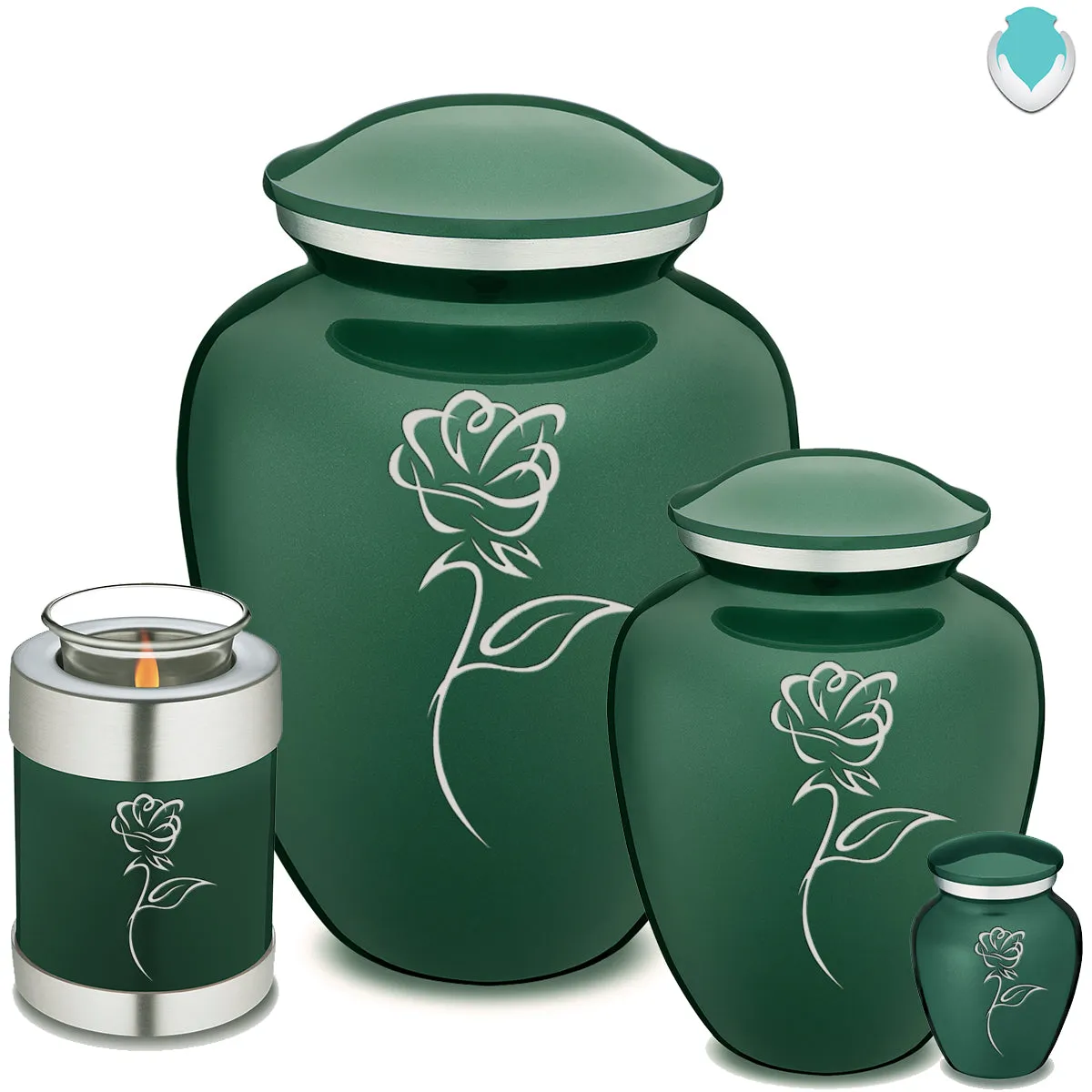 Keepsake Embrace Green Rose Cremation Urn