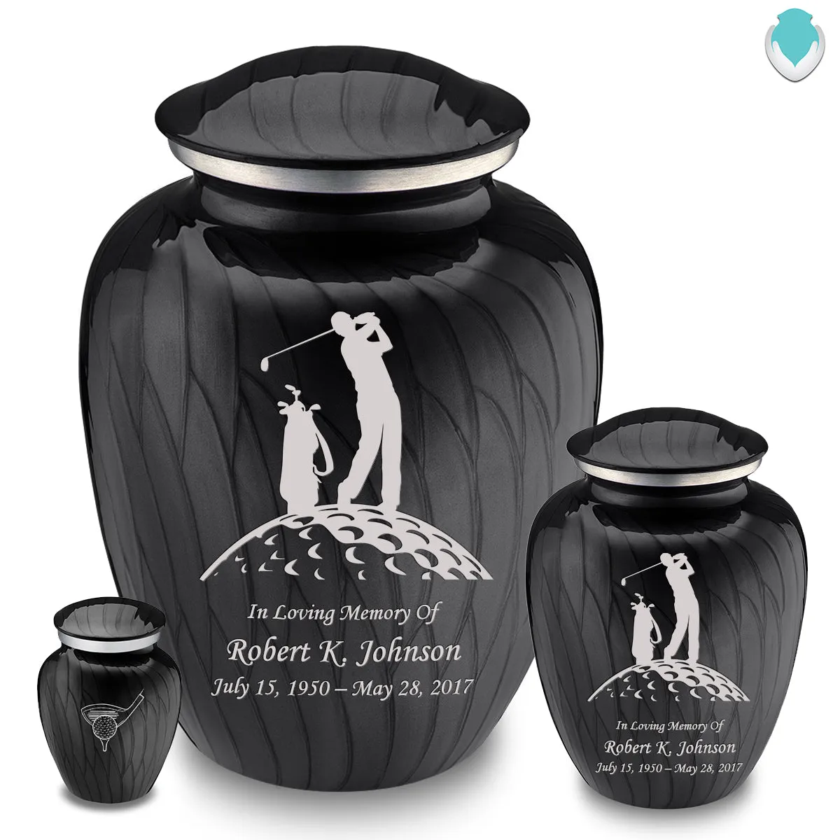 Keepsake Embrace Pearl Black Golf Cremation Urn