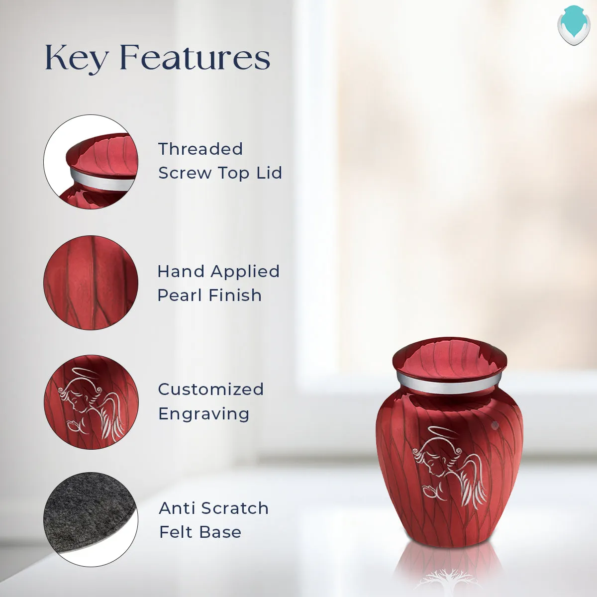Keepsake Embrace Pearl Candy Red Angel Cremation Urn