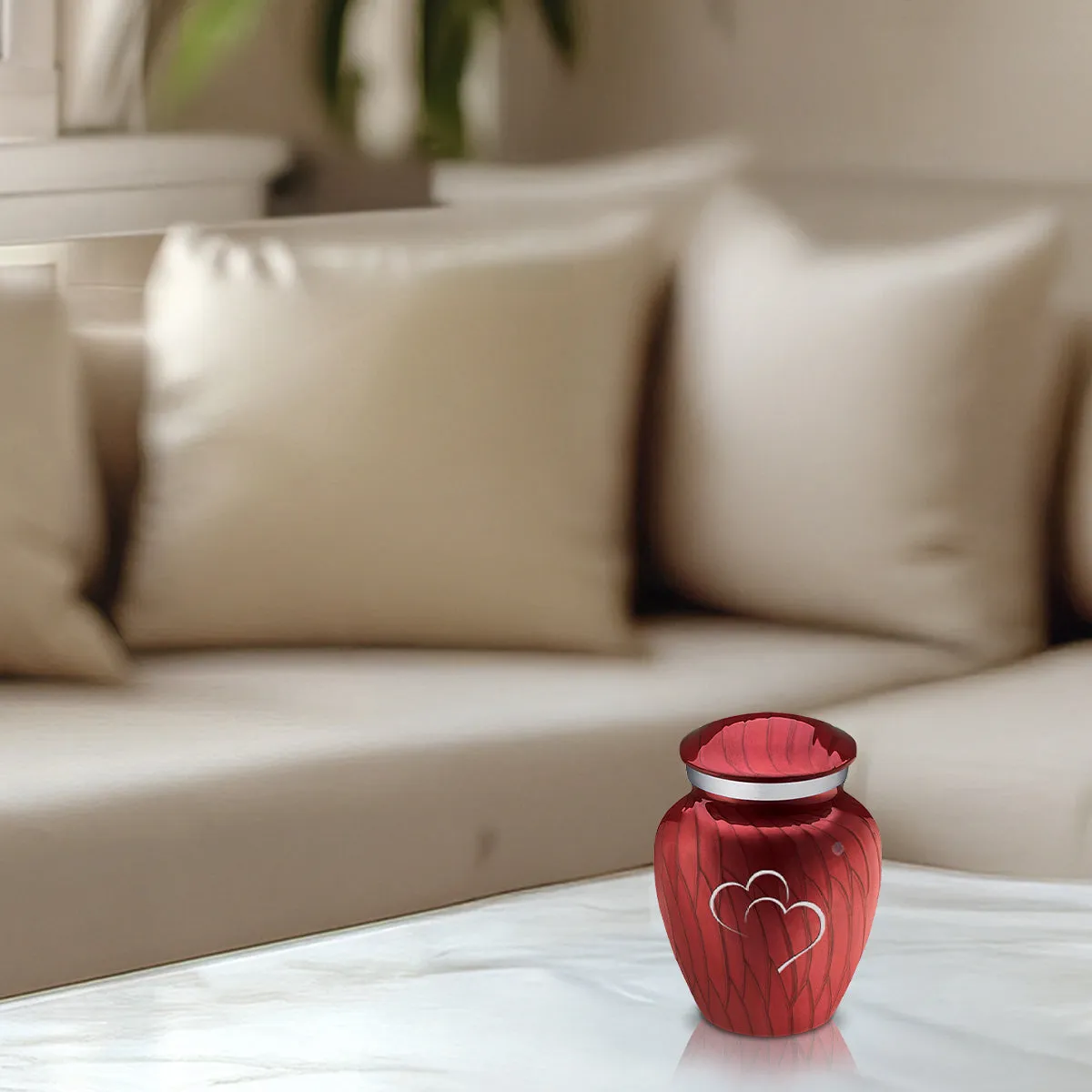 Keepsake Embrace Pearl Candy Red Hearts Cremation Urn