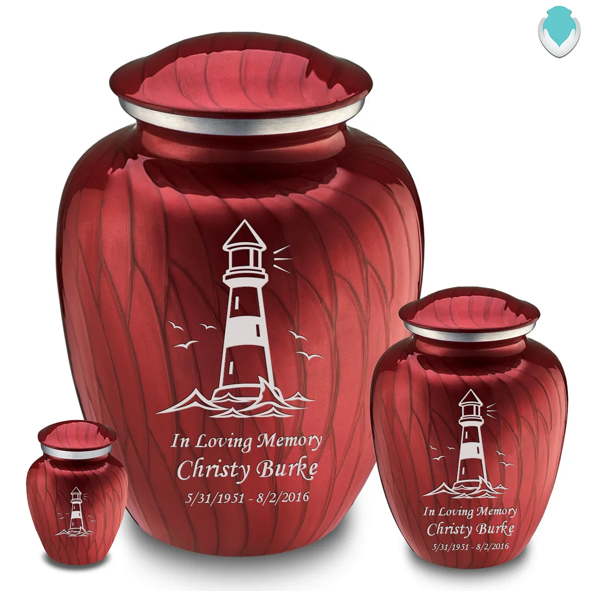 Keepsake Embrace Pearl Candy Red Lighthouse Cremation Urn