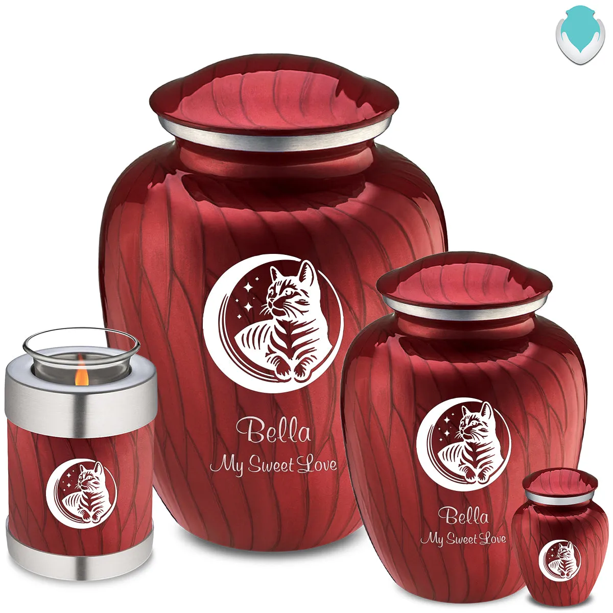 Keepsake Embrace Pearl Candy Red Pet Cute Cat Cremation Urn