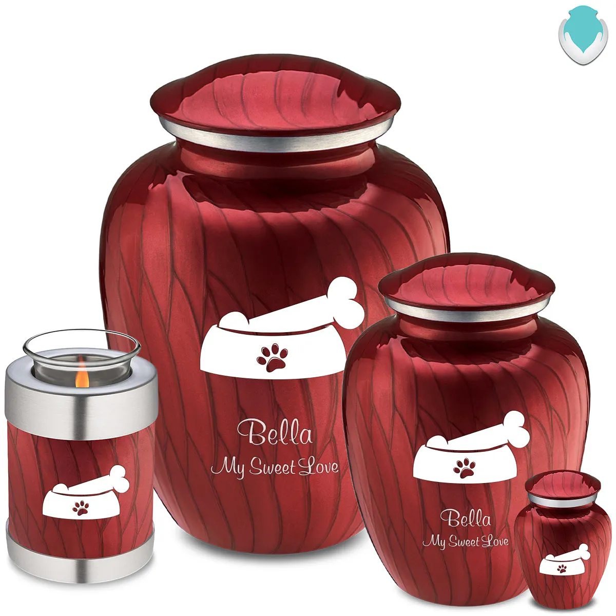Keepsake  Embrace Pearl Candy Red Pet Dog Bone Cremation Urn