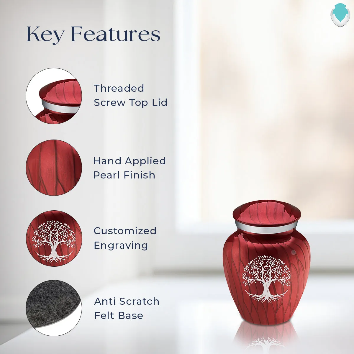 Keepsake Embrace Pearl Candy Red Tree of Life Cremation Urn