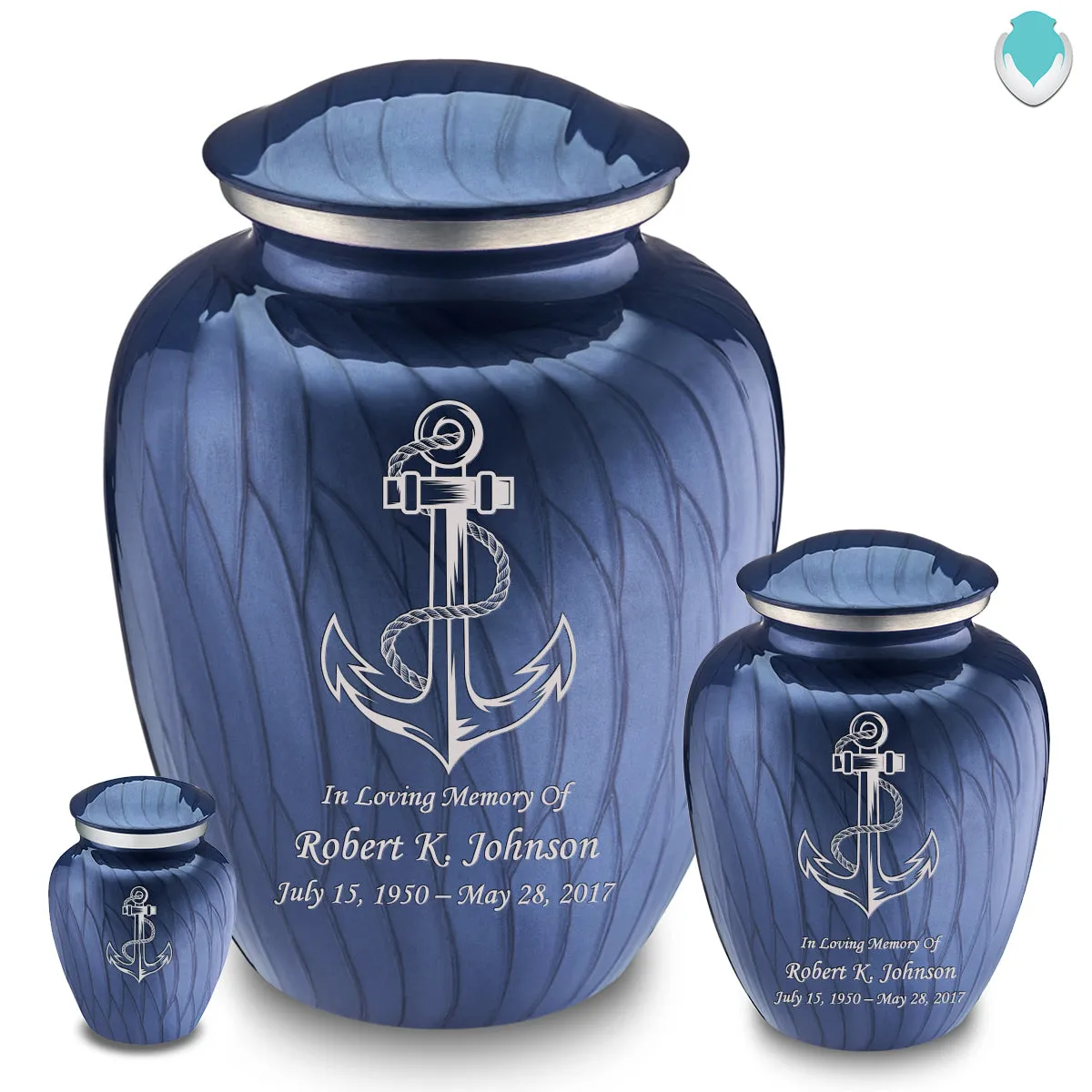 Keepsake Embrace Pearl Cobalt Blue Anchor Cremation Urn