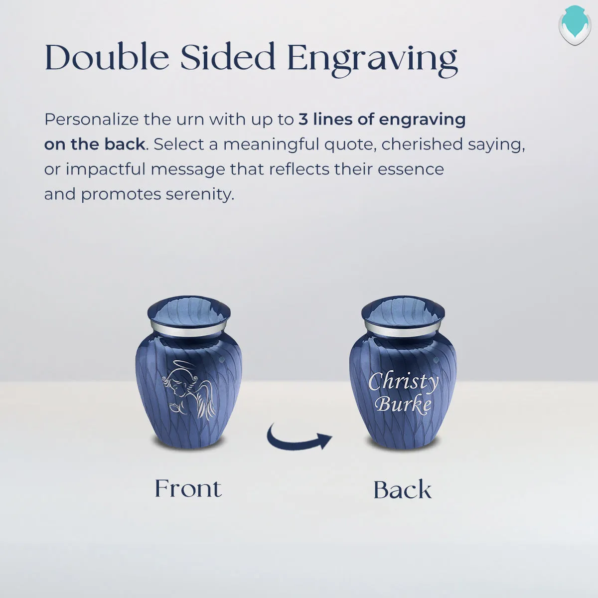 Keepsake Embrace Pearl Cobalt Blue Angel Cremation Urn