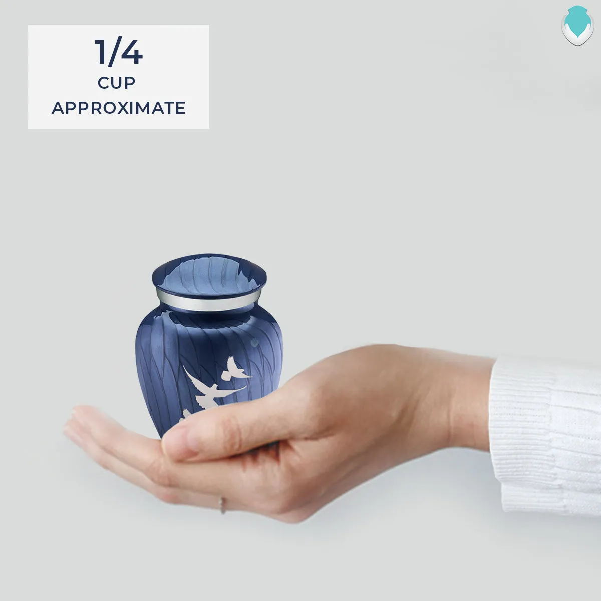 Keepsake Embrace Pearl Cobalt Blue Doves Cremation Urn