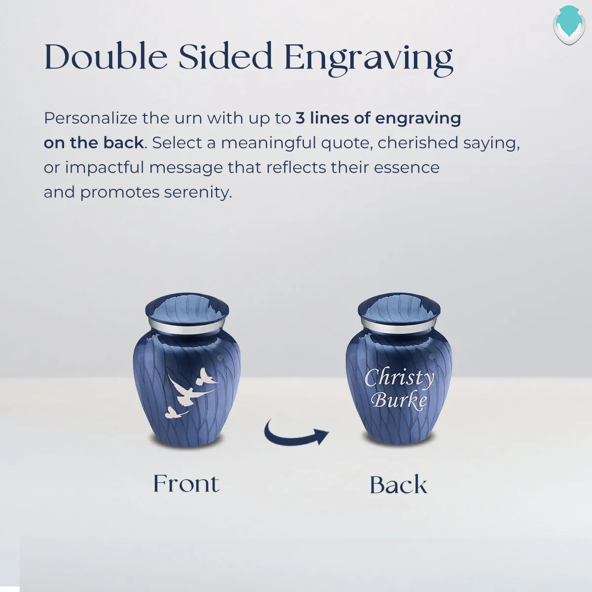 Keepsake Embrace Pearl Cobalt Blue Doves Cremation Urn