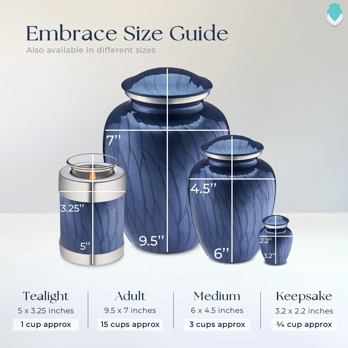 Keepsake Embrace Pearl Cobalt Blue Doves Cremation Urn