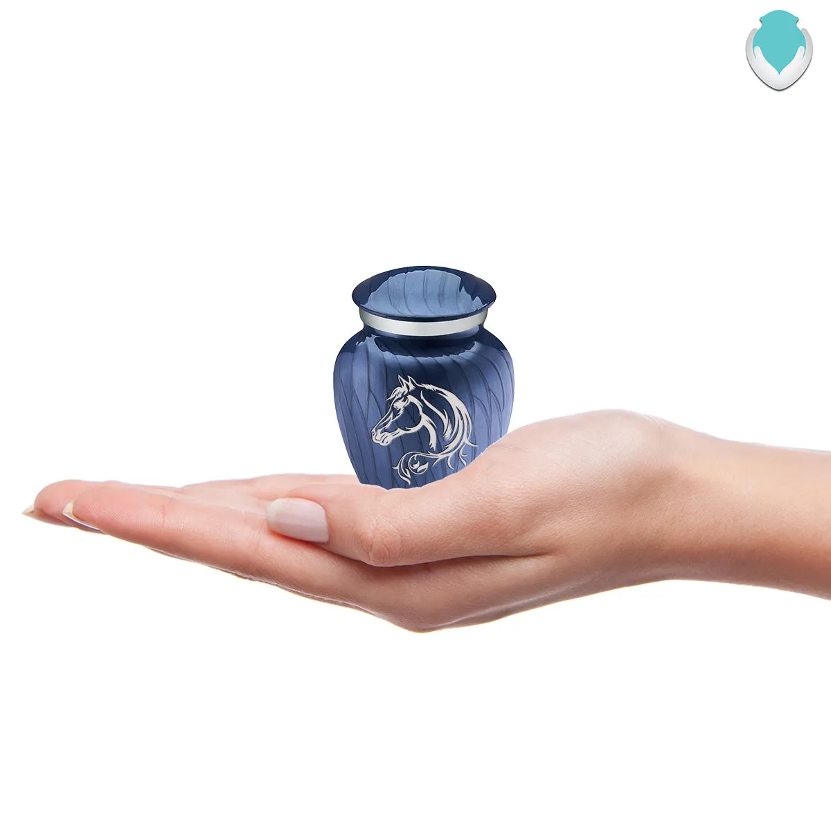 Keepsake Embrace Pearl Cobalt Blue Horse Cremation Urn