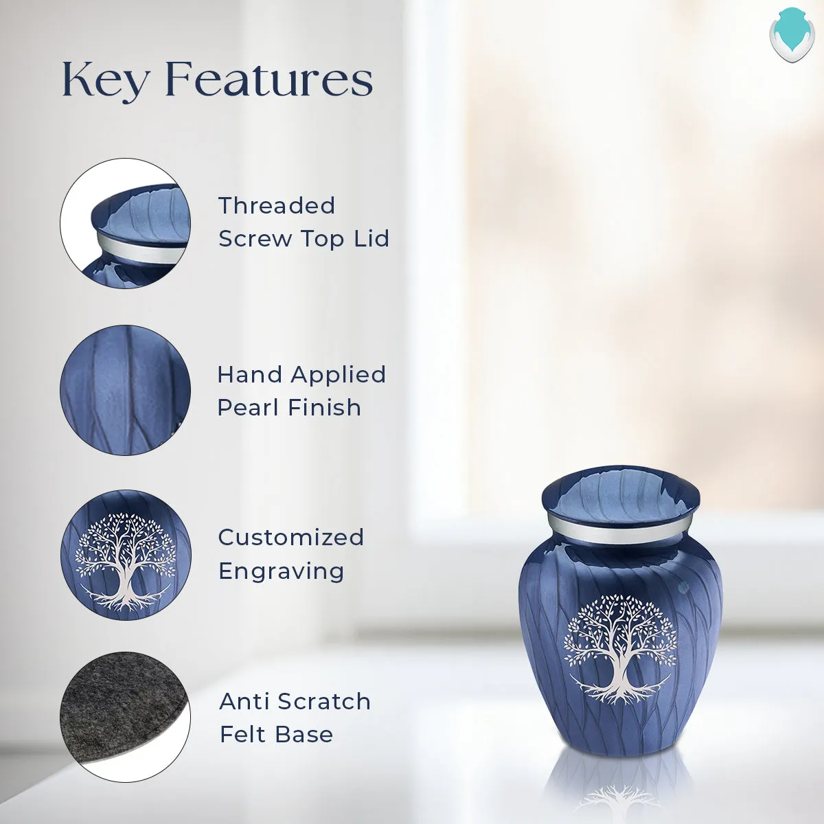 Keepsake Embrace Pearl Cobalt Blue Tree of Life Cremation Urn