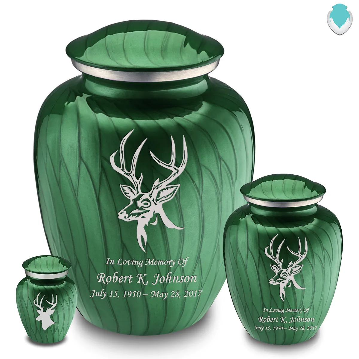 Keepsake Embrace Pearl Green Deer Cremation Urn