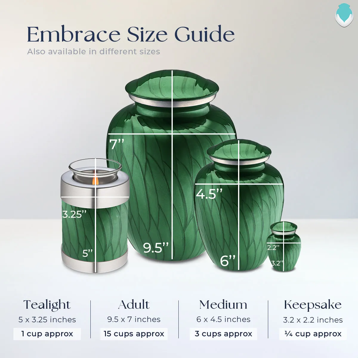 Keepsake Embrace Pearl Green Doves Cremation Urn