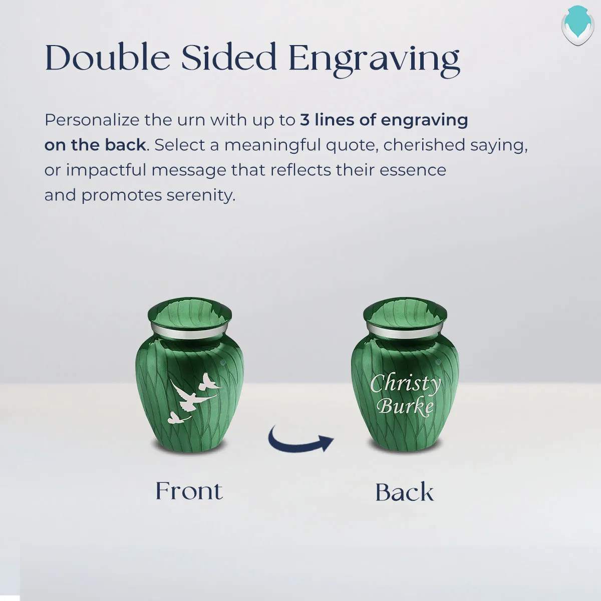Keepsake Embrace Pearl Green Doves Cremation Urn