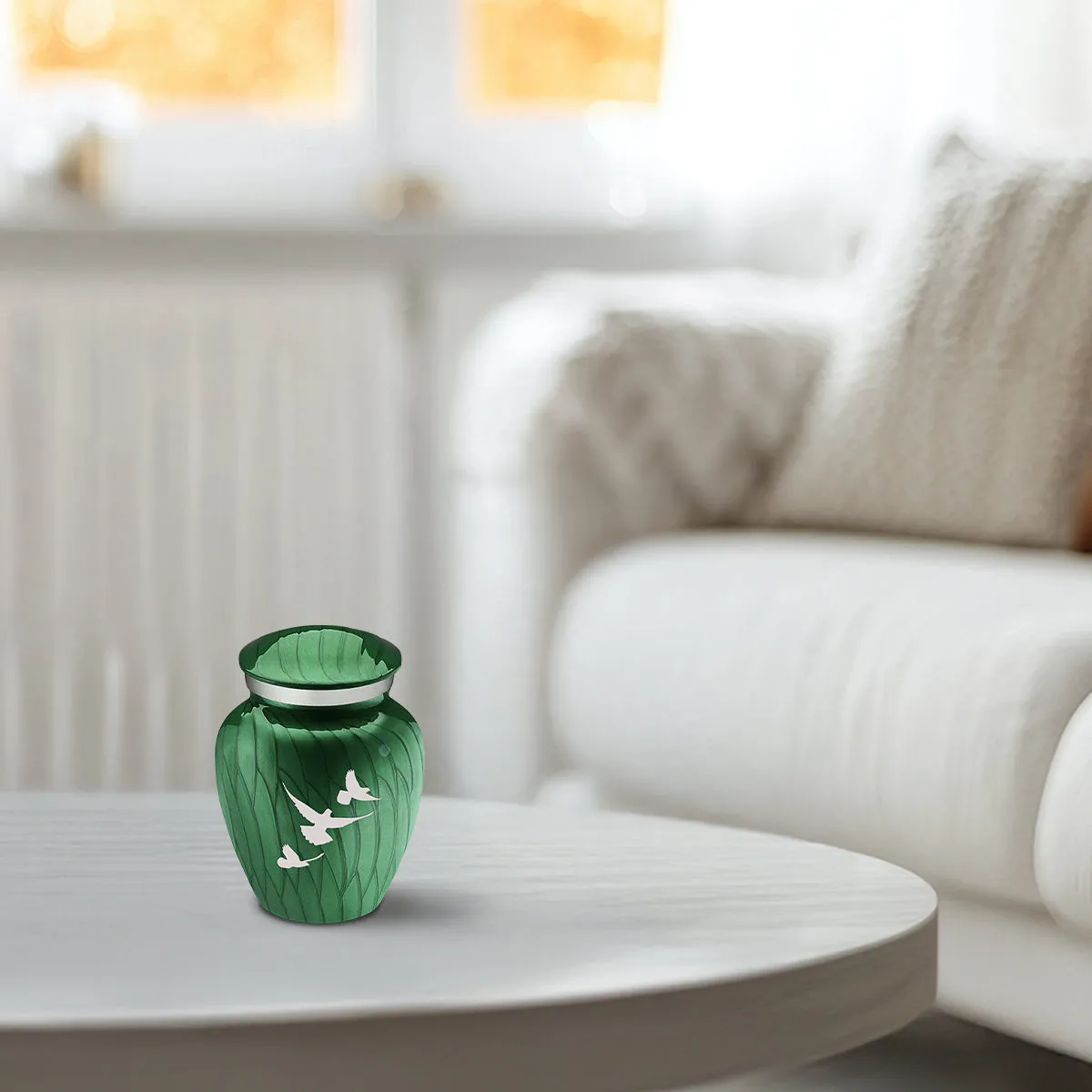 Keepsake Embrace Pearl Green Doves Cremation Urn