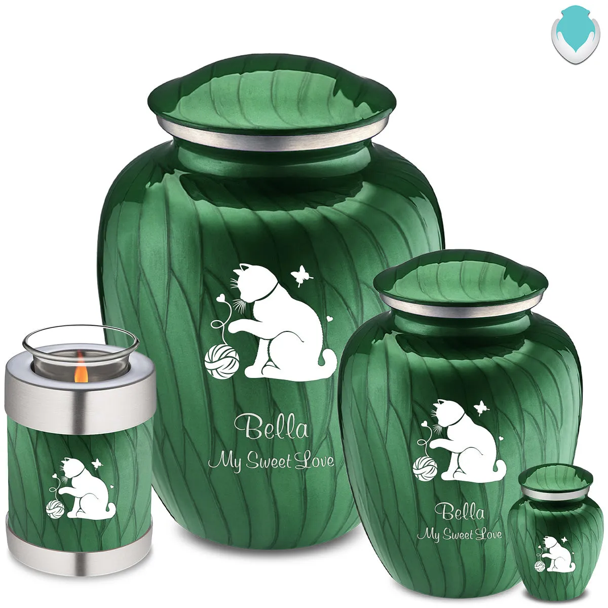 Keepsake Embrace Pearl Green Pet Fun Cat Cremation Urn