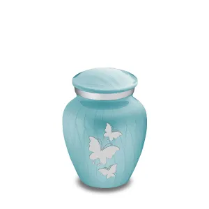Keepsake Embrace Pearl Light Blue Butterflies Cremation Urn