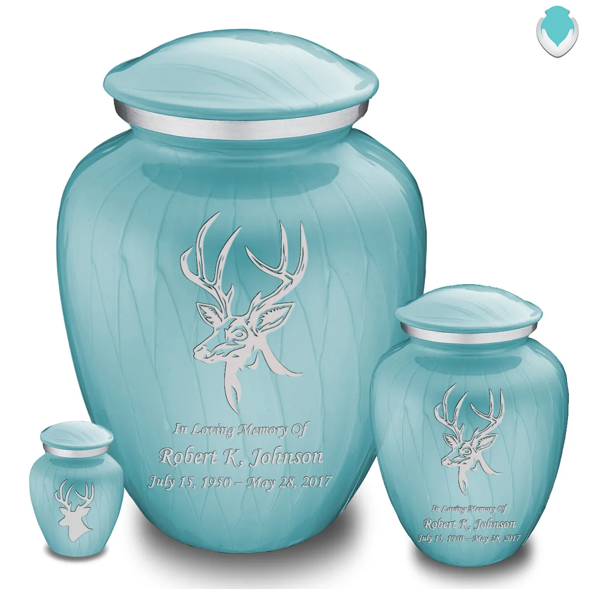 Keepsake Embrace Pearl Light Blue Deer Cremation Urn
