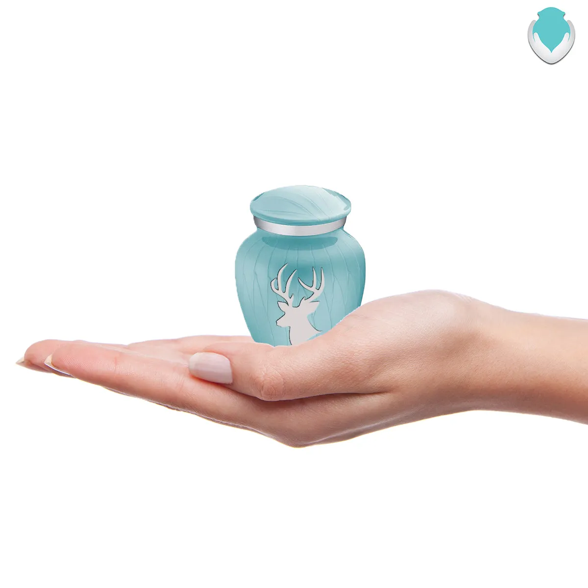 Keepsake Embrace Pearl Light Blue Deer Cremation Urn