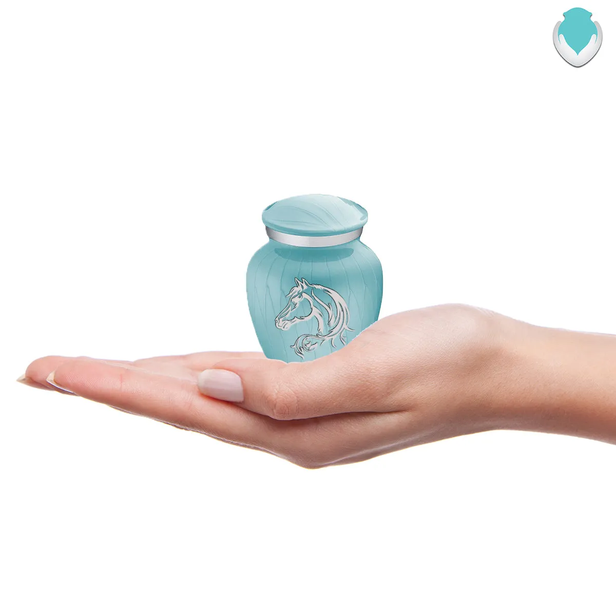 Keepsake Embrace Pearl Light Blue Horse Cremation Urn