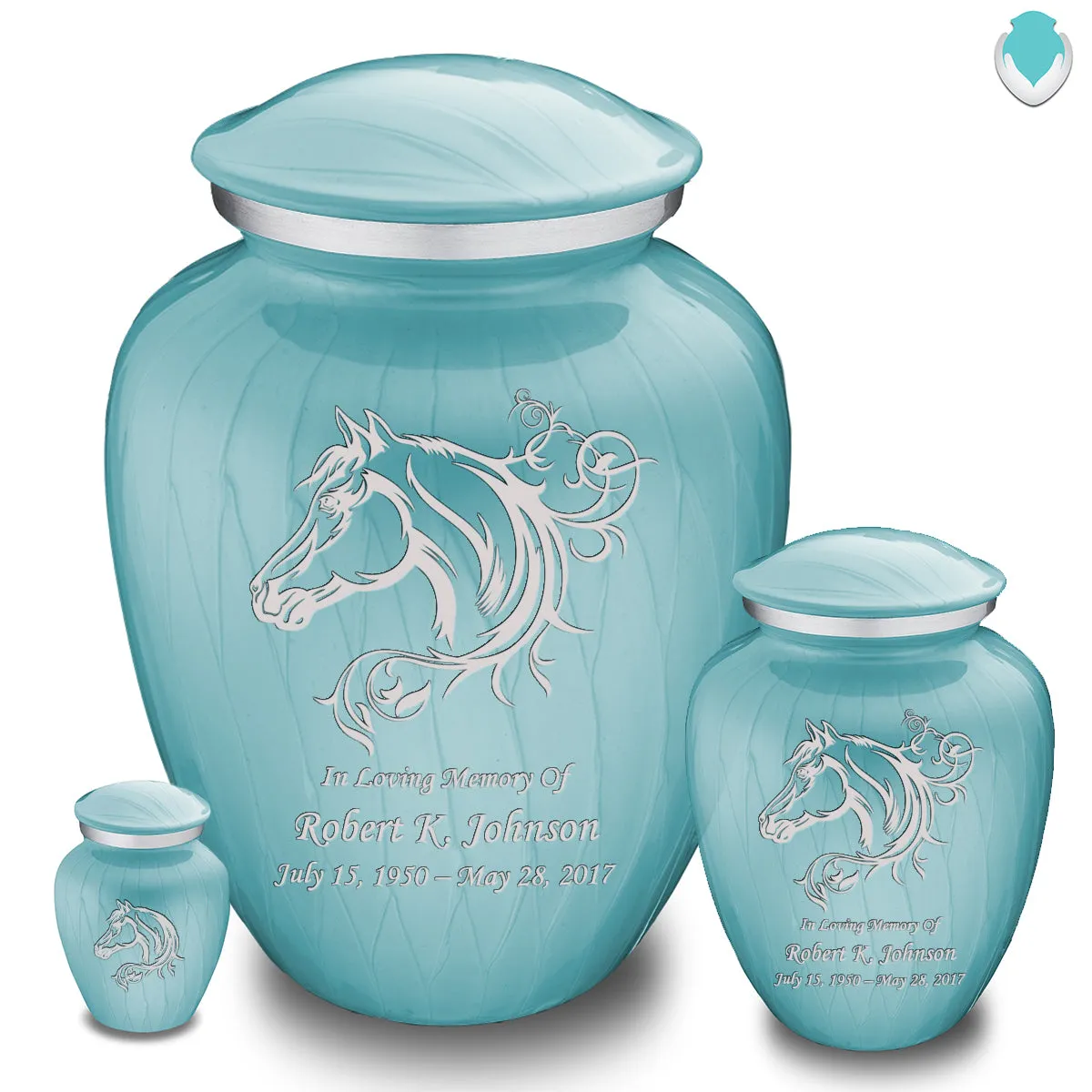 Keepsake Embrace Pearl Light Blue Horse Cremation Urn
