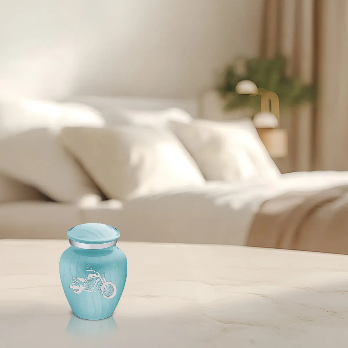 Keepsake Embrace Pearl Light Blue Motorcycle Cremation Urn