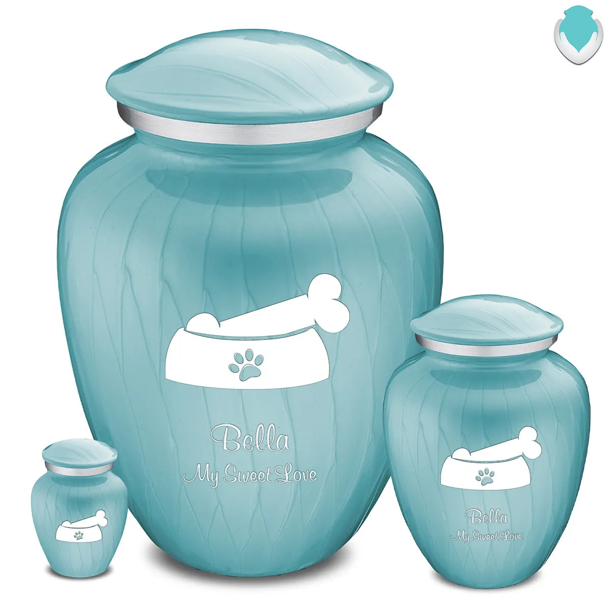 Keepsake  Embrace Pearl Light Blue Pet Dog Bone Cremation Urn
