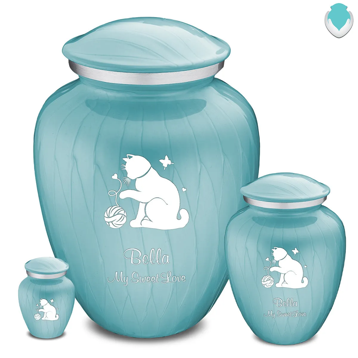 Keepsake Embrace Pearl Light Blue Pet Fun Cat Cremation Urn
