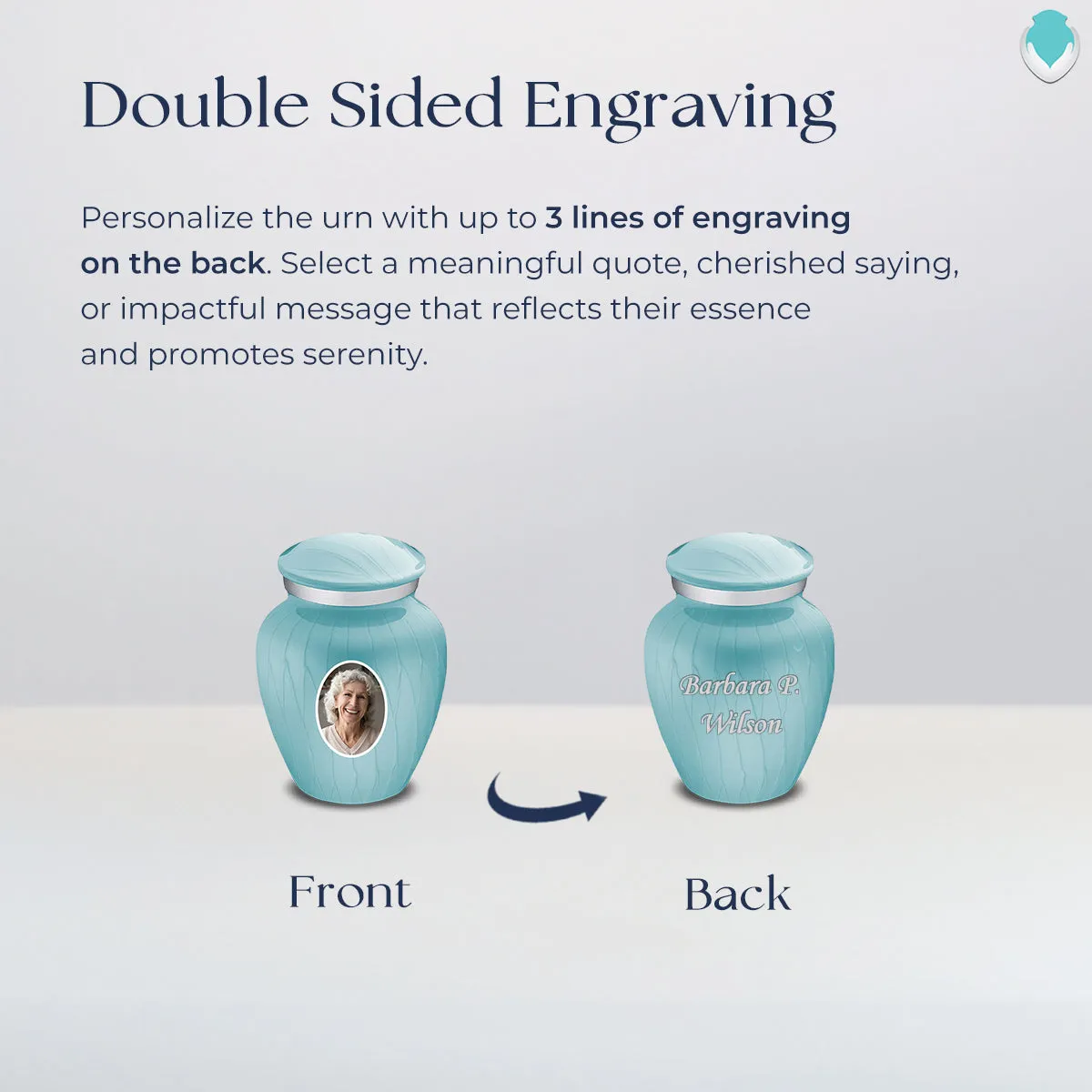 Keepsake Embrace Pearl Light Blue Portrait Cremation Urn