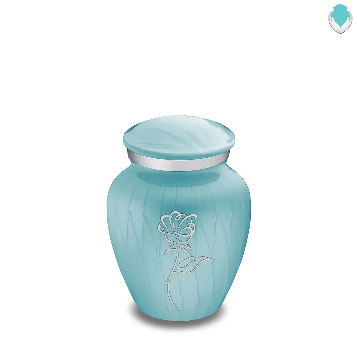 Keepsake Embrace Pearl Light Blue Rose Cremation Urn