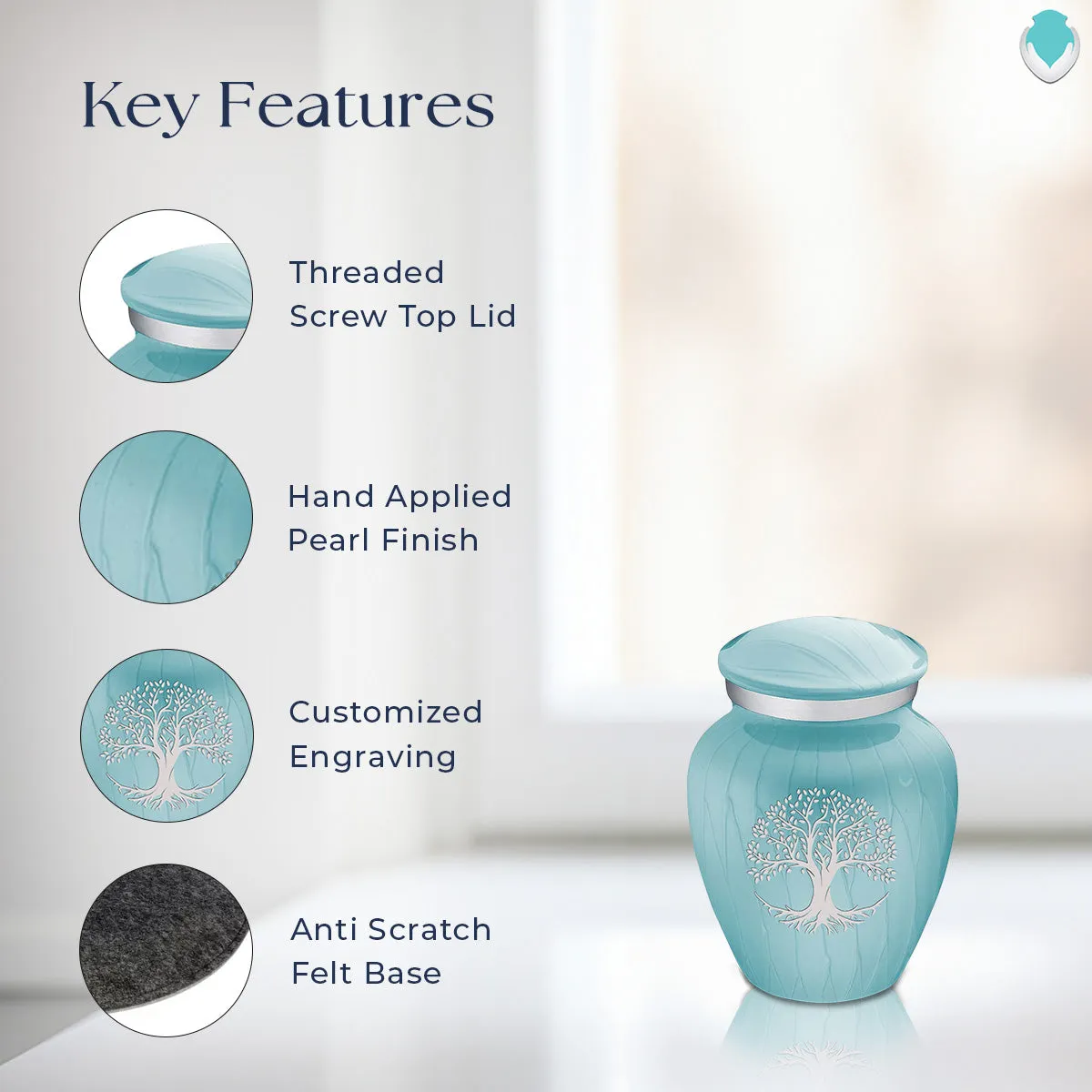 Keepsake Embrace Pearl Light Blue Tree of Life Cremation Urn